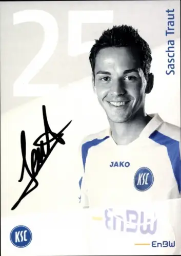 Autogrammkarte Fußballer Sascha Traut, Karlsruher SC, Autogramm
