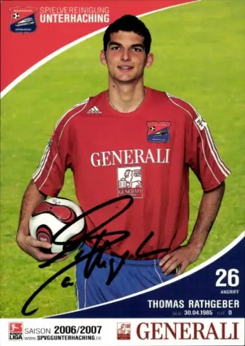 Autogrammkarte Fußballer Thomas Rathgeber, SpVgg Unterhaching, Autogramm