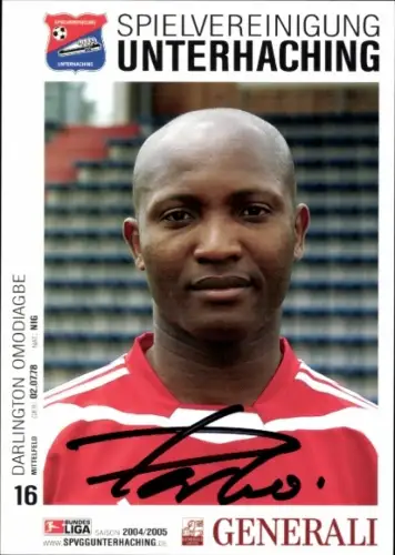 Autogrammkarte Fußballer Darlington Omodiagbe, SpVgg Unterhaching, Autogramm