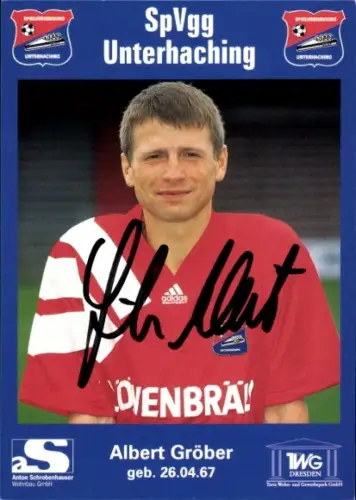 Autogrammkarte Fußballer Albert Gröber, SpVgg Unterhaching, Autogramm