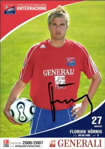Autogrammkarte Fußballer Florian Hörnig, SpVgg Unterhaching, Autogramm