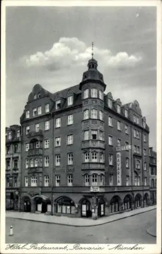 Ak München, Hotel Restaurant Bavaria, Schillerstraße 10 Ecke Schwanthalerstraße