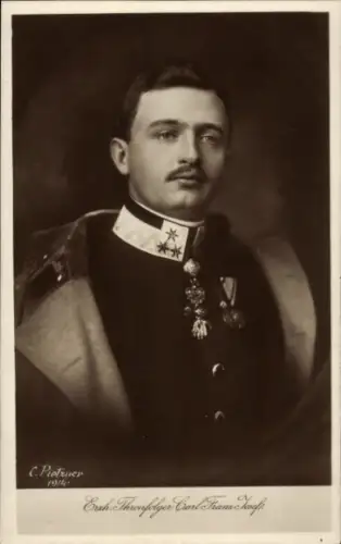 Ak Erzherzog Thronfolger Carl Franz Josef von Österreich, Portrait in Uniform