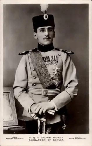 Ak Kronprinz Alexander von Serbien, Portrait in Uniform