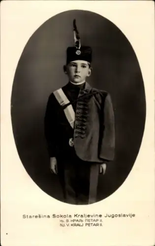 Passepartout Ak König Petar II. Karađorđević von Jugoslawien, Portrait