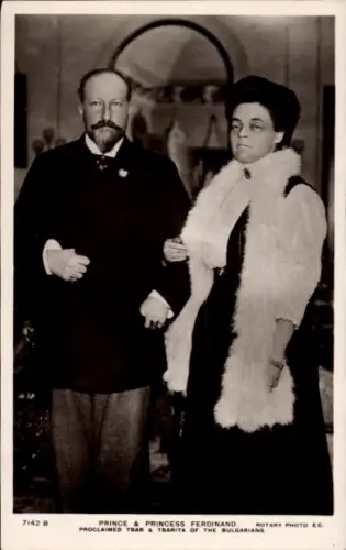 Ak Prinz Ferdinand von Bulgarien, zukünftiger Zar, Marie Louise von Bourbon-Parma, Portrait