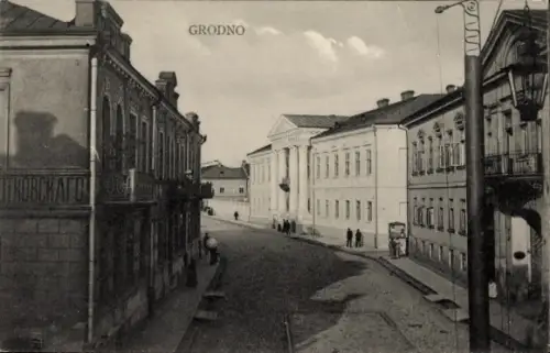 Ak Hrodna Grodno Weißrussland, Straßenpartie