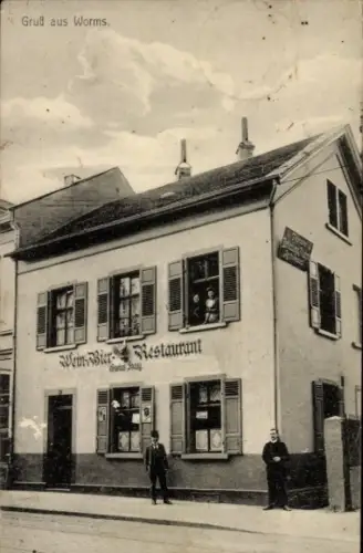 Ak Worms am Rhein, Wein- und Bier-Restaurant