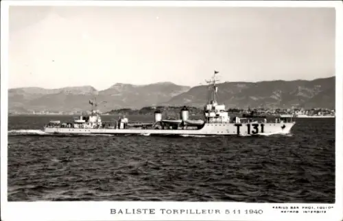 Ak Französisches Kriegsschiff, Torpilleur Baliste