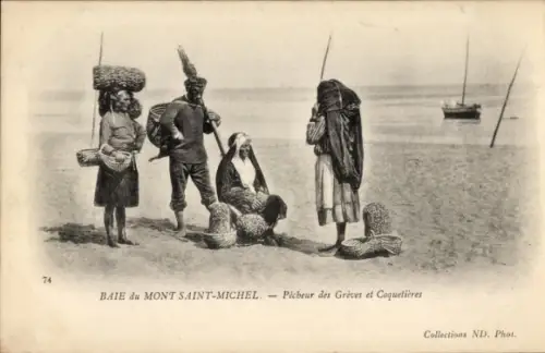 CPA Mont Saint-Michel Manche, Pécheur des Grèves et Coquetières