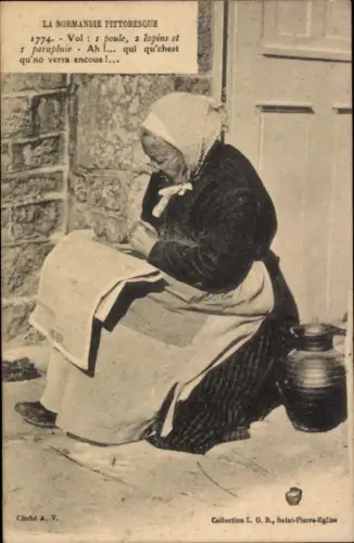 Ak Normandie, Frau in Volkstracht