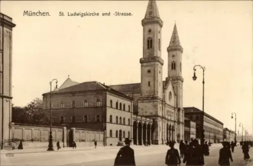 Ak München,  St. Ludwigskirche und -Straße