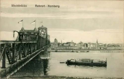 Ak Homberg Ruhrort Duisburg im Ruhrgebiet, Rheinbrücke