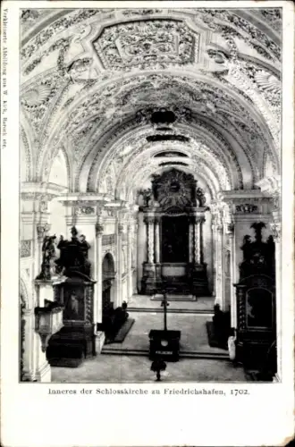 Ak Friedrichshafen am Bodensee, Innensicht der Schlosskirche, barocke Architektur, 1702