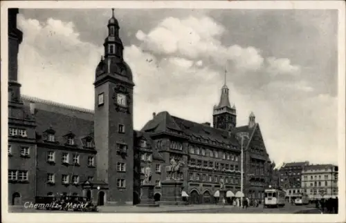 Ak Chemnitz in Sachsen, Markt, Rathaus