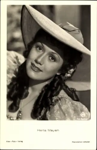 Ak Schauspielerin Herta Mayen, Portrait mit Hut, Ufa Film