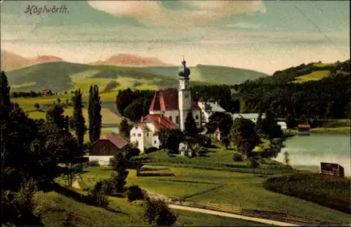 Ak Högelwörth Höglwörth Anger im Rupertiwinkel Oberbayern,  Kirche