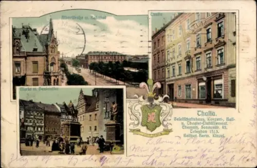 Ak Chemnitz in Sachsen, Gesellschaftshaus Thalia, Sonnenstraße 42, Albertstraße, Bahnhof, Markt