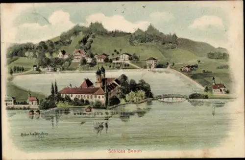 Künstler Ak Felle, Eugen, Seeon Seebruck am Chiemsee Oberbayern, Schloss Seeon