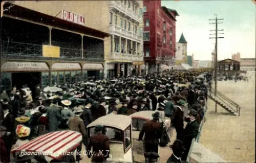 Ak Atlantic City New Jersey USA, Menschenmenge, Strandpromenade, Old'Ill, Atlantic City, NJ