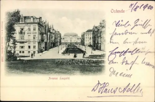 Ak Oostende Ostende Westflandern, Avenue Leopold,   von Stengel & Co., Dresde et Berlin