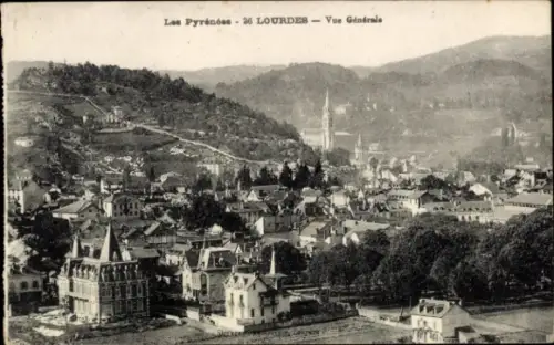 Ak Lourdes Hautes Pyrénées, Gesamtansicht