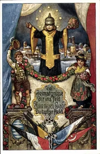 Ak Glückwunsch Neujahr, viel Heimatgrüße Dir ins Feld