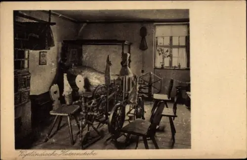 Ak Vogtländische Hutzenstube, Spinnrad