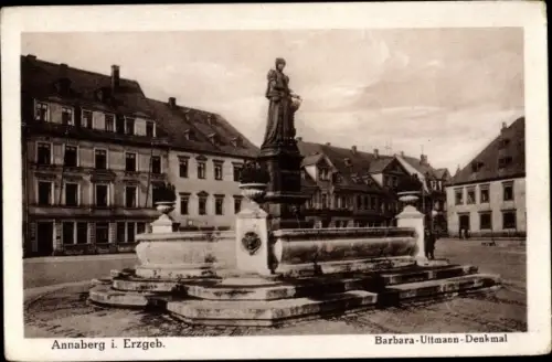 Ak Annaberg Buchholz Erzgebirge, Barbara Uttmann Denkmal