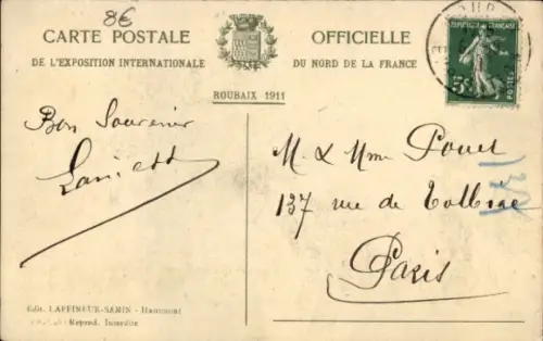 Ak Roubaix Nord, Internationale Ausstellung 1911, Palais de Australia