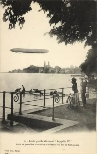 CPA Dirigeable allemand Zeppelin IV, Lac de Constance