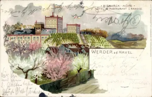 Ak Werder an der Havel, Bismarck-Höhe, Hotel-Restaurant
