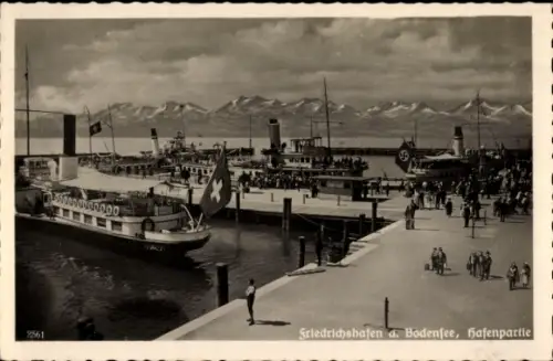 Ak Friedrichshafen am Bodensee, Dampfer im Hafen