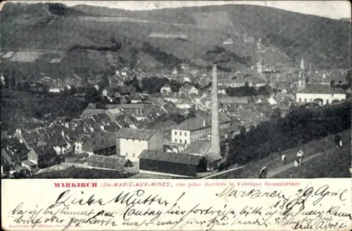 Ak Sainte Marie aux Mines Markirch Elsass Haut Rhin, Gesamtansicht, Fabrik Baumgartner