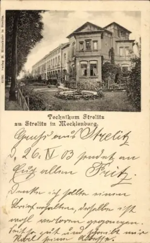 Ak Strelitz Alt Neustrelitz in Mecklenburg, Technikum