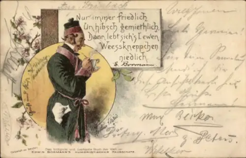Litho Arthur Lewin, Erwin Bormann, Nur immer friedlich Un hibsch gemiethlich