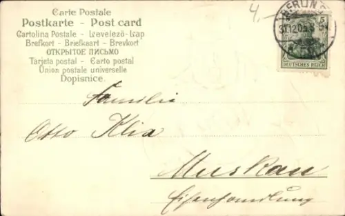 Präge Ak Glückwunsch Neujahr, Mann mit Trompete