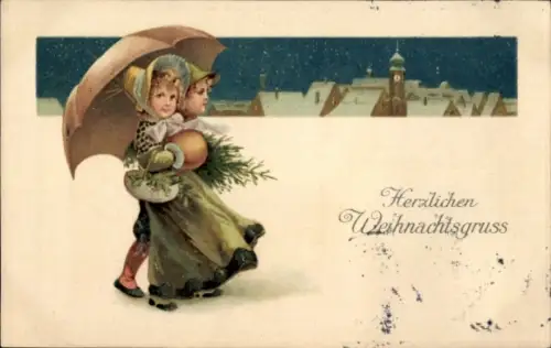 Ak Glückwunsch Weihnachten, Kinder, Tannenbaum