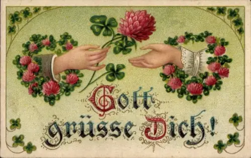Präge Ak Gott grüße Dich, Klee