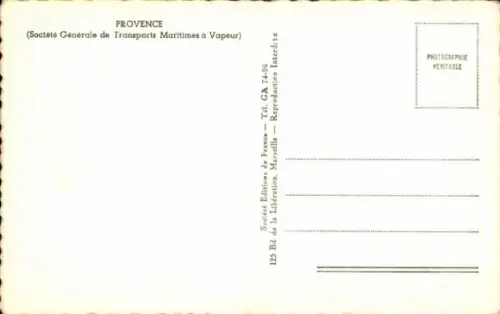 Ak Dampfer Provence, CGT, French Line