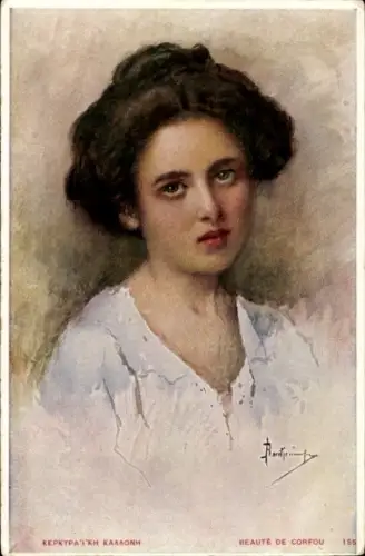 Künstler Ak Gemaltes Porträt einer Frau