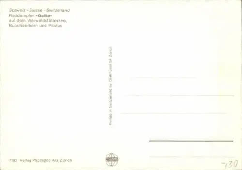 Ak Vierwaldstättersee, Dampfer Gallia