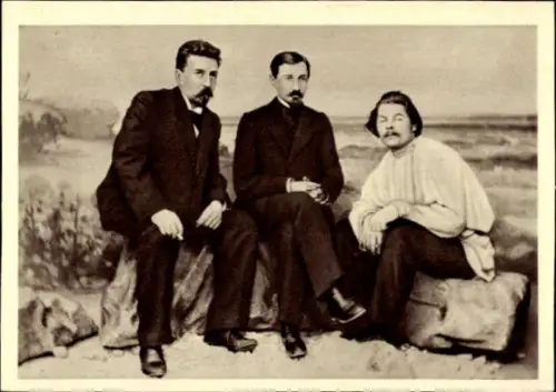 Ak Maxim Gorki, Ivan A. Bounine, N.D. Teleschow, Russische Schriftsteller