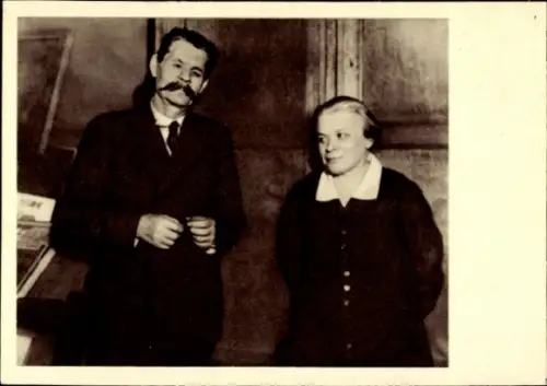 Ak Russischer Schriftsteller Maxim Gorki, M. I. Ulianova, im Pravda Club in Moskau 1928