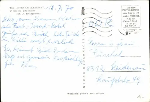 Ak Schiff TS Stefan Batory, Passagierschiff