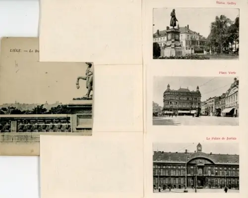 Leporello CPA Liège Liège Wallonie, Palais de Justice, Place Verte, Statue