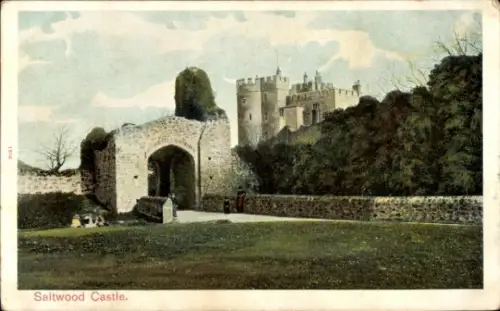 Ak Saltwood Kent England,  Burg, Landschaft, Wiese, Bäume