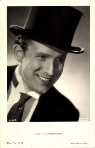 Ak Schauspieler Axel von Ambesser, Portrait, Zylinder