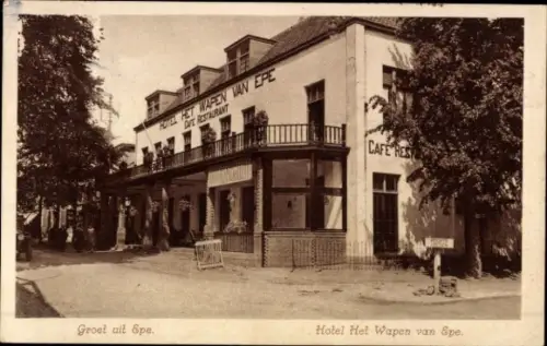 Ak Epe Gelderland Niederlande, Hotel Het Wapen van  Restaurant, Café, Groet uit Epe