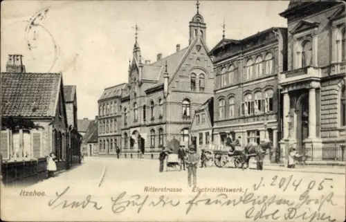 Ak Itzehoe in Holstein,  Ritterstraße, Elektrizitätswerk
